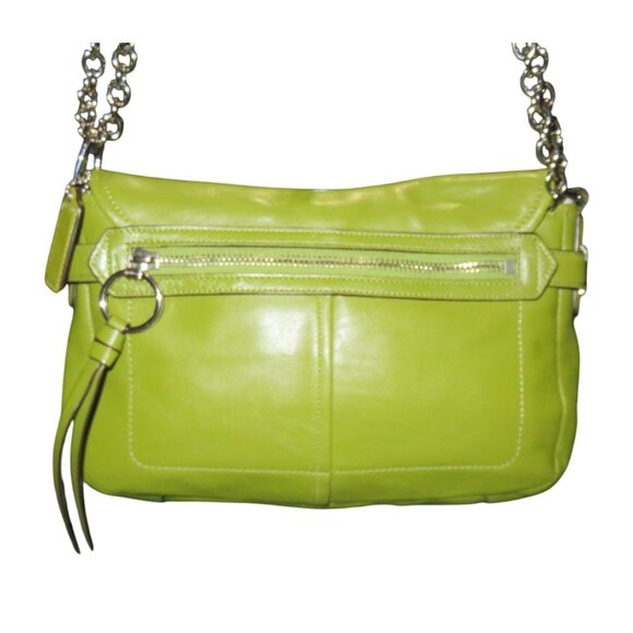 Coach 2012 Chelsea Green Smooth Leather Turn-lock Flap Adjustable Chain Handbag - Picture 2 of 15
